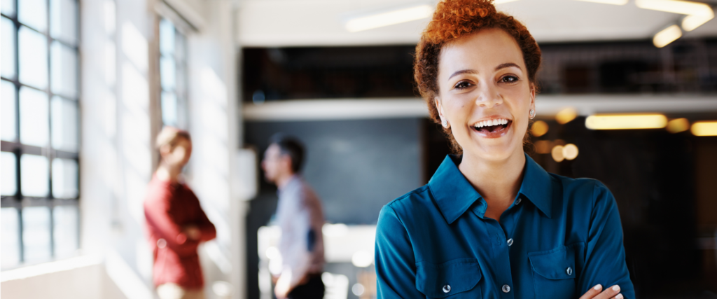 an autistic ADHD entrepreneur smiling